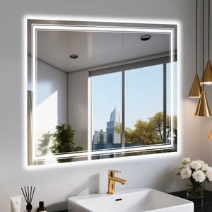 English Elm 40X32 Inch Frameless Led Bathroom Mirror - Smart, Dimmable, Anti-Fog, Adjustable Color Temp & Safe Design T3757P347020