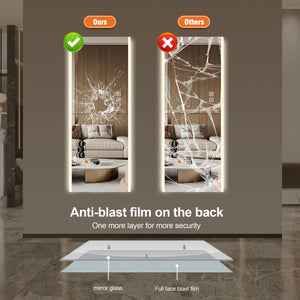 English Elm 65*21In Led Mirror Full Length - Frameless Wall-Mounted Lighted Design With Three-Color Illumination W2709P268898