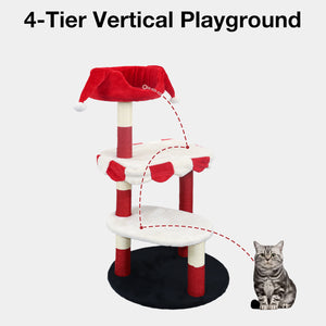 English Elm Cat Tree Four Level Circus Sisal Climbing Tower Plush Perch for Playful Kittens W243P451496