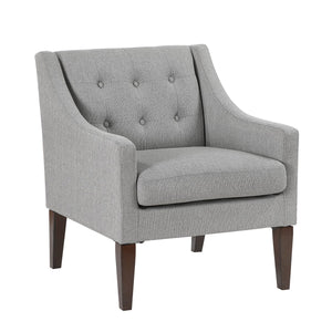 English Elm Contemporary Button-Tufted Accent Chair with Plush Fabric, Curved Arms and Solid Wood Legs for Living Gray 26.5 L x 28.5 W x 22.5 H B011P281837