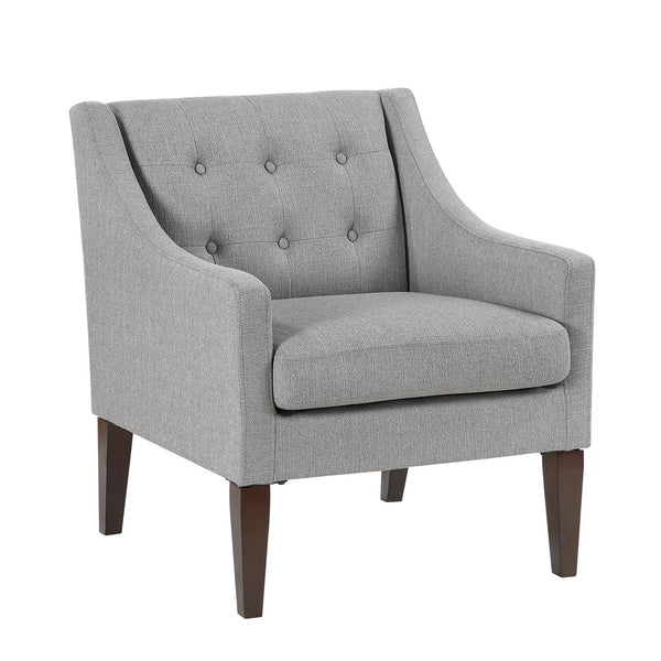 English Elm Contemporary Button-Tufted Accent Chair with Plush Fabric, Curved Arms and Solid Wood Legs for Living Gray 26.5 L x 28.5 W x 22.5 H B011P281837