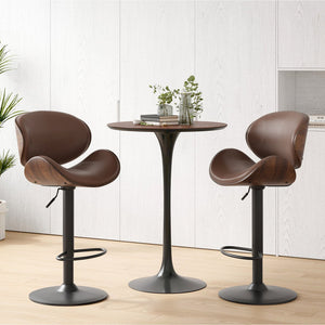 English Elm Counter Height Stools Set of 2 Mid-century Metal Legs Ergonomic Kitchen Island Seating Brown T3623P430919