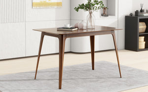 English Elm [video] Mid-century Rubberwood Dining Table Walnut Finish Splayed Legs Seats Four N759P371097T
