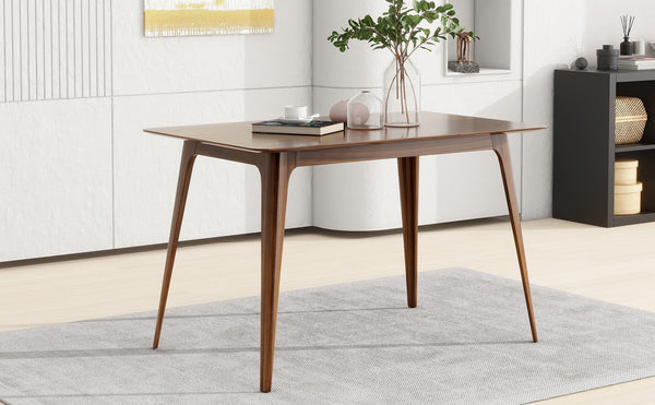 English Elm [video] Mid-century Rubberwood Dining Table Walnut Finish Splayed Legs Seats Four N759P371097T
