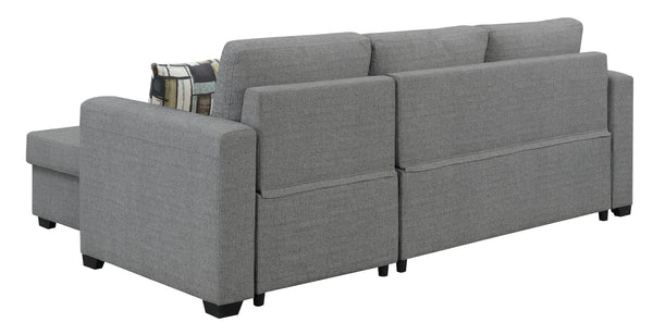 English Elm Wallace & Bay - Gray Reversible Pop-Up Sleeper Sectional with Fossil Gray Finish, Engineered Wood, Easy Care, 87.5" Square Modern Comfort B2709S00032