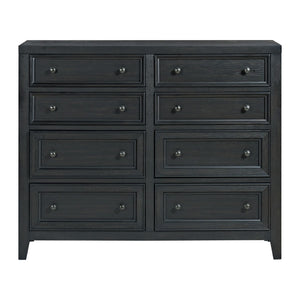 English Elm Wallace & Bay - Ebony 8-Drawer Dresser with Framed Drawer Fronts, Smooth Metal Glides, Sleek Black Wood Storage Solution B361P406173