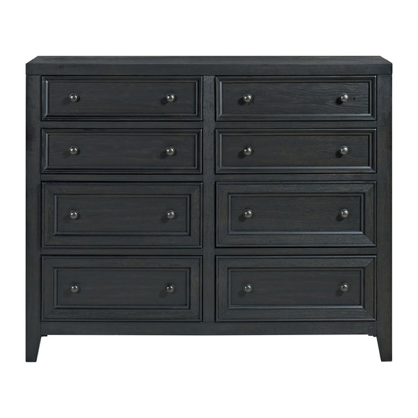 English Elm Wallace & Bay - Ebony 8-Drawer Dresser with Framed Drawer Fronts, Smooth Metal Glides, Sleek Black Wood Storage Solution B361P406173