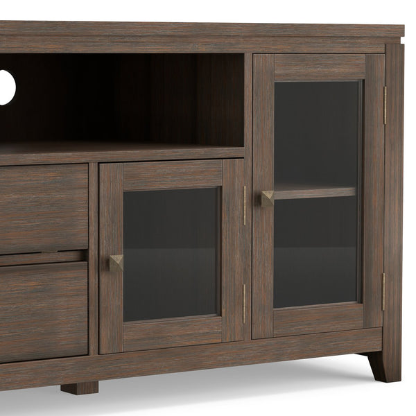 English Elm Cosmopolitan 72" Wide Tv Media Stand - Handcrafted Solid Wood With Farmhouse Brown Elegance & Storage B136P158552
