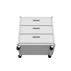 English Elm Rolling Metal Garage Cabinet with Locking Doors Diamond Texture Industrial Storage White B365P398223