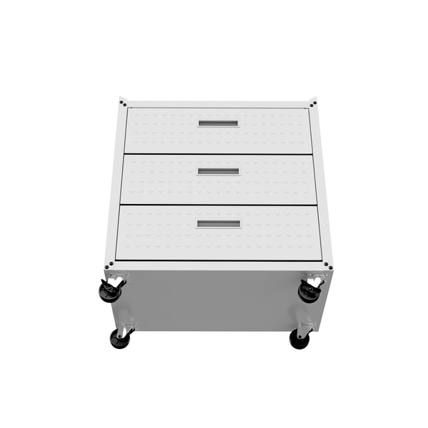 English Elm Rolling Metal Garage Cabinet with Locking Doors Diamond Texture Industrial Storage White B365P398223