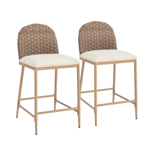 English Elm 25" Farmhouse Counter Stools Set of 2 Woven Rattan Back Iron Frame Kitchen Island N762P329154D