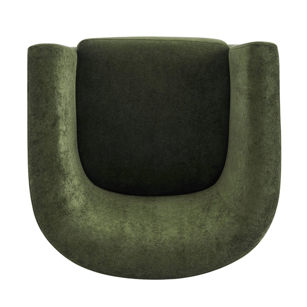 English Elm Halo Velvet Barrel Swivel Accent Chair with Bentwood Ring Base for Living Rooms Olive Green,Walnut N776P378583G