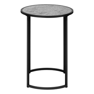 English Elm Accent Table - Modern Round Side Table With Grey Laminate Top & Black Metal Legs For Versatile Use B2710P218984