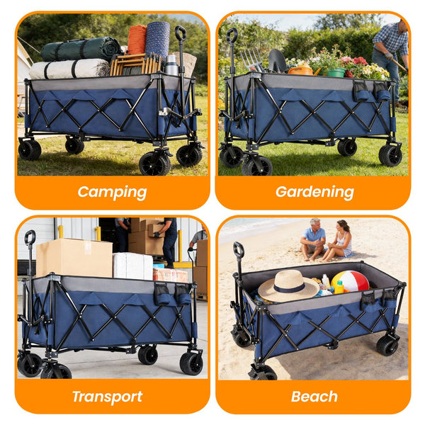 English Elm 51-inch Heavy Duty Folding Utility Wagon with Steel Frame and 480lb Hauling Capacity W2932P417638