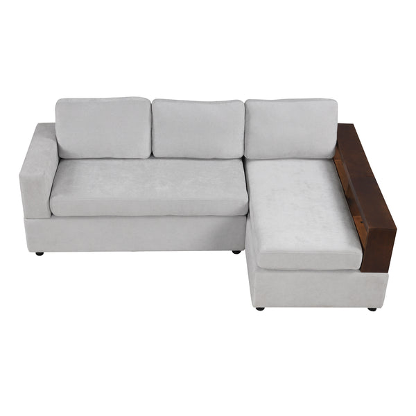 English Elm Christopher Knight Home® - 87.4" Sectional Sofa with Chaise, Chenille Upholstery, Reversible Armrests & Hidden Storage for Cozy Living Gray N763S000010E