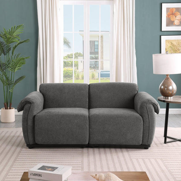 English Elm 102 Inch Linen Modular Sectional Sofa with Hidden Storage and Cloud Cushion Comfort Grey W1099S00204