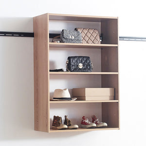 English Elm Devi Oak Wall Closet System — Durable Melamine & Wood Modular Storage, Warm Oak Finish, Easy Assembly B040S00117