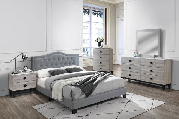 English Elm European Tufted Velvet Full Bed Tall Headboard Platform Frame for Bedroom B011P415158