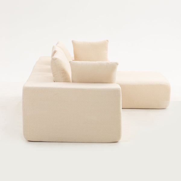 English Elm Full Foam Modular L-shaped Sectional Sofa Flannelette Upholstered with Five Throw Pillows W3326S00022