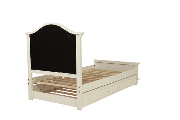 English Elm Contemporary Twin Bed with Trundle and Tufted Upholstered Headboard, Sturdy Slats, Kids Bedroom Furniture Pink,White 83 L x 12 W x 9 H B011S02033