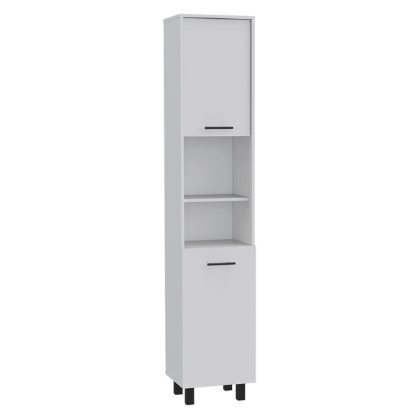 English Elm Hobart Tall Kitchen Pantry Cabinet with Four Legs, Three Interior Shelves, Two Shelves, Two Doors White 83.2 L x 19.8 W x 5 H B07091871