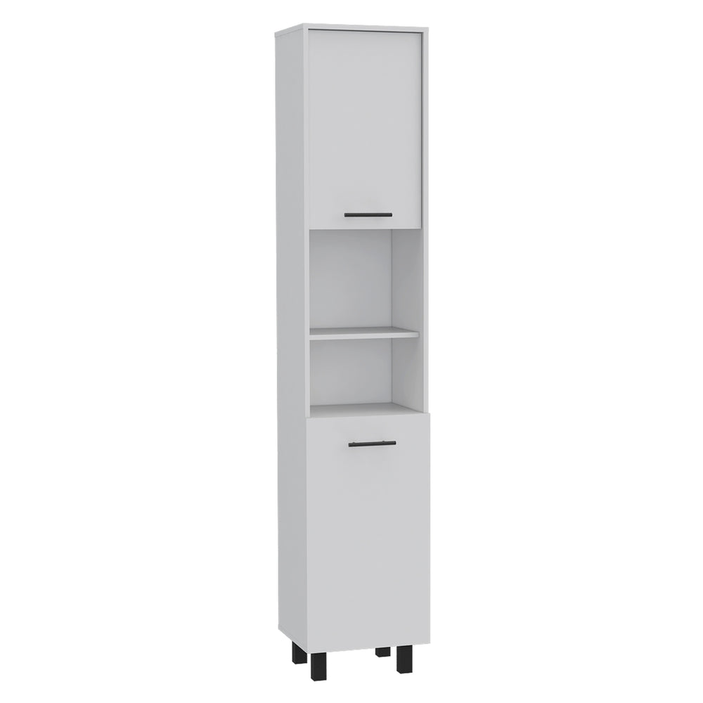 English Elm Hobart Tall Pantry Cabinet with 78" Height, Three Interior Shelves, Dual Cabinets for Kitchen Storage White 83.2 L x 19.8 W x 5 H B20091871