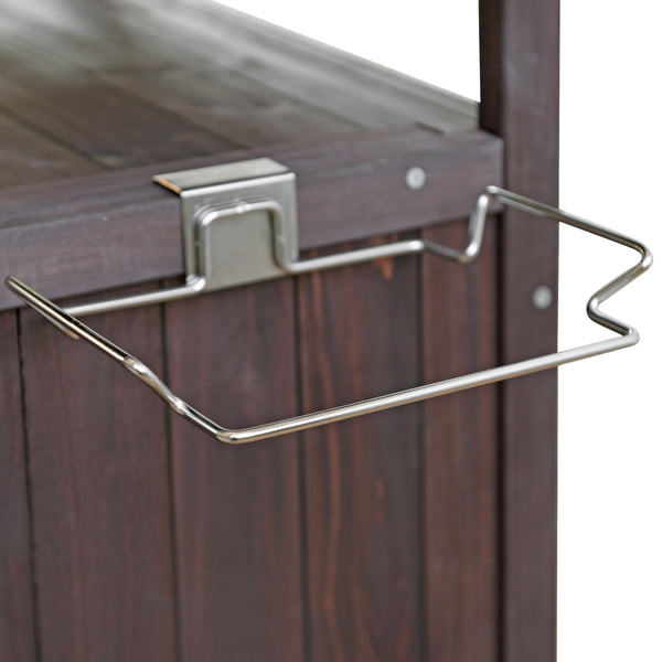 English Elm K&K 40.5" Outdoor Grill Cart with 201 Stainless Top, Solid Fir Storage, Drop Leaf & Lockable Wheels Brown N707P228272Z