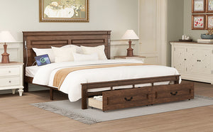 English Elm King Pine Wood Storage Bed with Led Lighting Usb Charging Tall Panel Headboard Walnut W504S00270