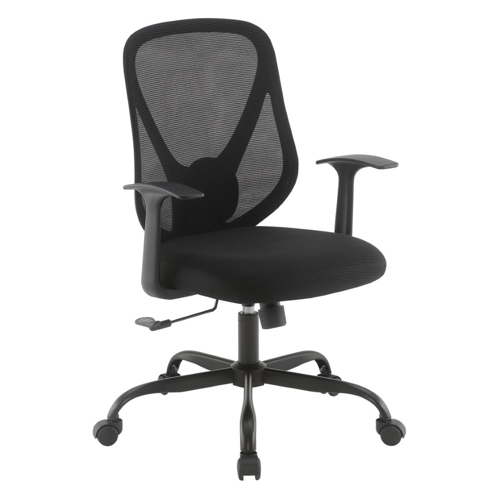 OSP Home Furnishings Ventilated Mesh Back Ergonomic Office Chair with Lumbar Support and Cushioned Fabric Seat EM14623-3