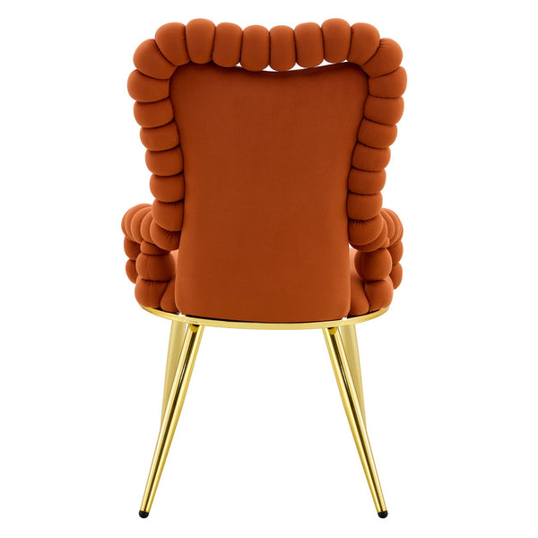 English Elm Set of 2 Velvet Dining Chairs Sculptural Bubble Back Gold Legs Glam Accent Seating W3875P370856