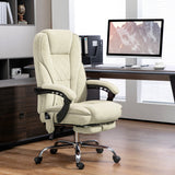 English Elm Vinsetto Massage Office Chair With Foot Rest, Executive Office Chair With 6 Vibration Point and Heat, Reclining Computer Chair, Swivel Desk Chair, Adjustable Height, Beige