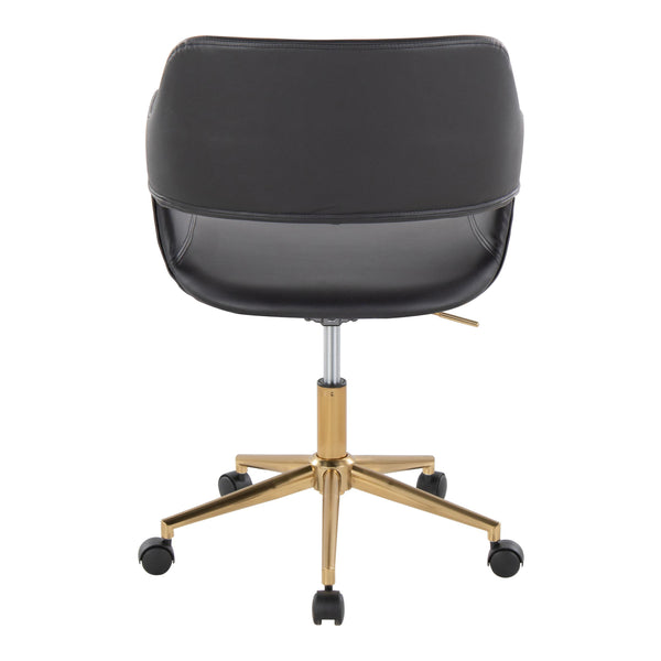 English Elm Margarite Contemporary Task Chair: Stylish Black Faux Leather & Gold Metal Base For Ergonomic Comfort B202P223911