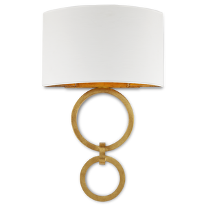 Bolebrook White Wall Sconce: Elegant Gesso Shade & Gold Leaf Finish for a Stylish Home Accent