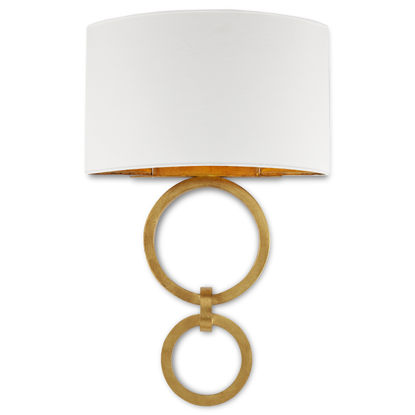 Bolebrook White Wall Sconce: Elegant Gesso Shade & Gold Leaf Finish for a Stylish Home Accent
