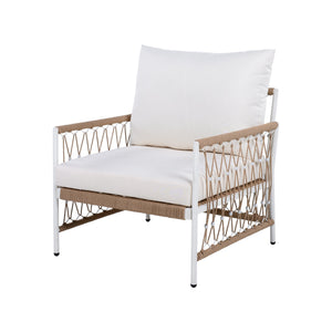 English Elm 3-piece Outdoor Bohemian Rope Lounge Set with Tempered Glass Table for Patio N767P306731B_N767P306732B