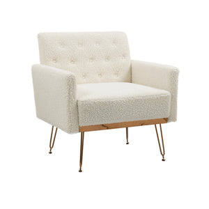 English Elm Teddy Fabric Tufted Accent Chair with Gold Metal Legs for Bedroom or Living Room W2113P392022