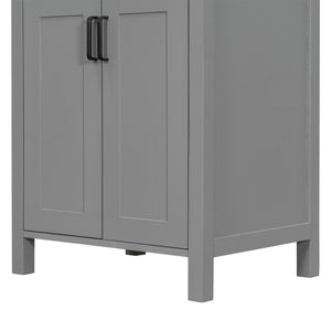 English Elm 24"Bathroom Luxurious Space-Saving Vanity with Ceramic Sink, Solid Wood Frame, Soft-Close Doors and Storage Grey N729P183716E