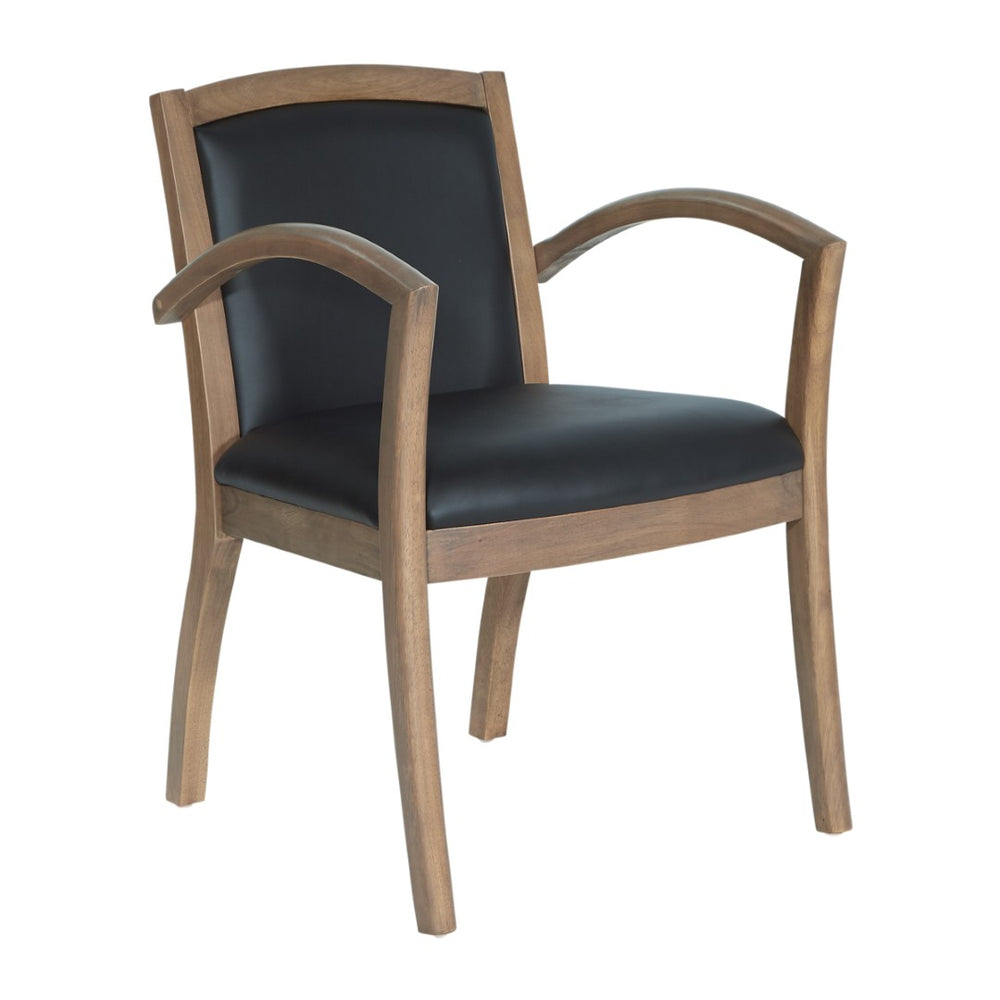 OSP Home Furnishings Napa Urban Walnut Reception Chair Bonded Leather Cushioned Seat for Executive Offices Black NAP97URB-EC3