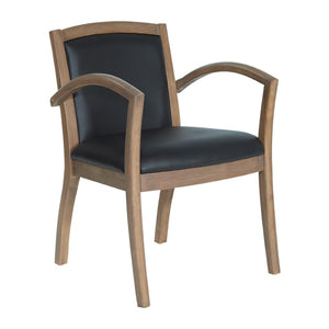OSP Home Furnishings Napa Urban Walnut Reception Chair Bonded Leather Cushioned Seat for Executive Offices Black NAP97URB-EC3