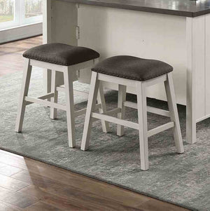 English Elm Set of 2 Counter Height Stools White Wood Frame Gray Padded Seat Farmhouse Kitchen B2741P439945