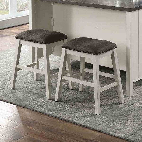 English Elm Transitional Counter Height Dining Set with Storage Base and Six Upholstered Stools B2741S00806