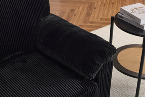 English Elm 33 Inch Oversized Swivel Corduroy Lounge Chair with Plush Chenille Cushioning and Support Springs Black W1829P265018