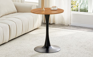 English Elm Round Faux Marble Tulip Dining Table Mid Century Pedestal Base for Compact Kitchens Wood W2920P395714