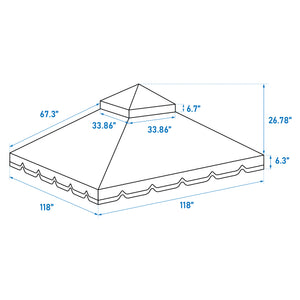 English Elm 10X10 Ft Outdoor Patio Gazebo Replacement Canopy - Durable Double-Tiered Cover For Uv & Rain Protection W419P198362