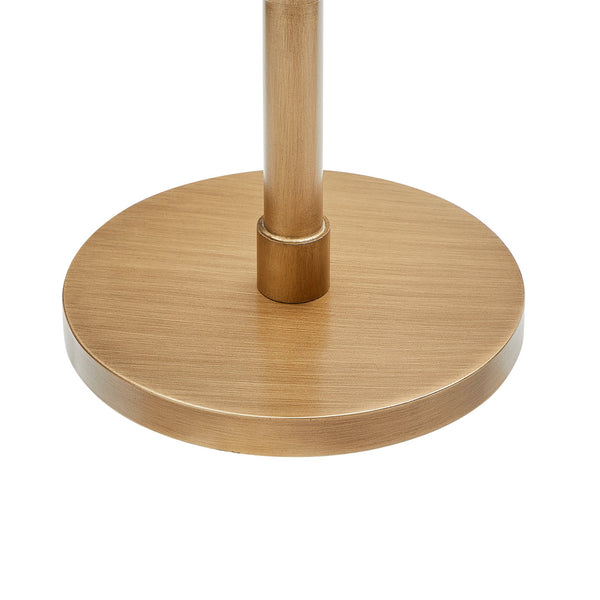 English Elm Morven Adjustable Height Accent Table in Antique Brass — Sleek Round Top, Pedestal Base, 22.25–30" B050P364440