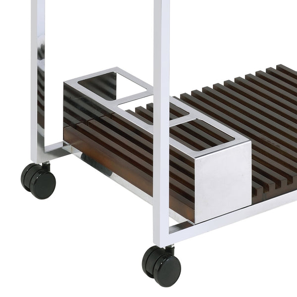 English Elm Chrome Elegant Serving Cart with Removable Tray, Wine Rack & Stemware Shelf on Smooth Casters - Stylish Bar Cart for Home Gatherings B062P184578