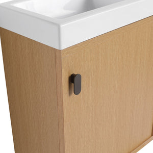 English Elm 18.5" Stylish Wall-Mounted Bathroom Vanity With Durable Resin Sink, Soft-Close Door, Space-Saving Design W1972P362138