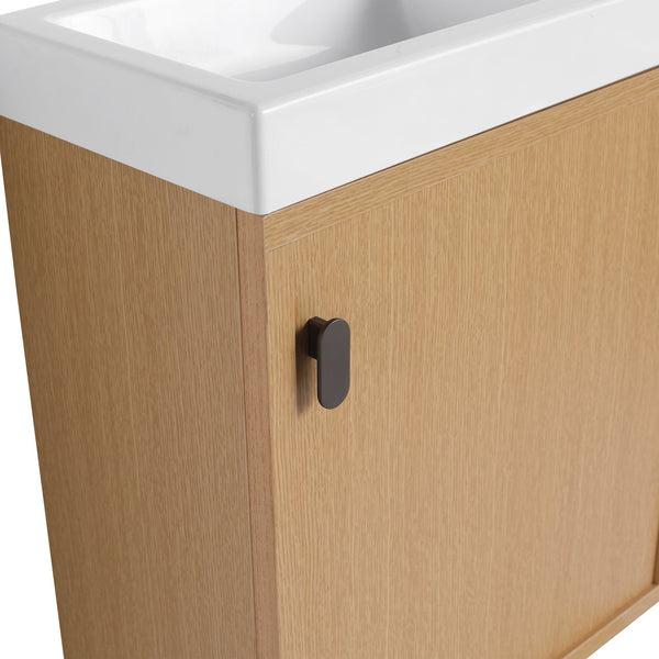 English Elm 18.5" Stylish Wall-Mounted Bathroom Vanity With Durable Resin Sink, Soft-Close Door, Space-Saving Design W1972P362138