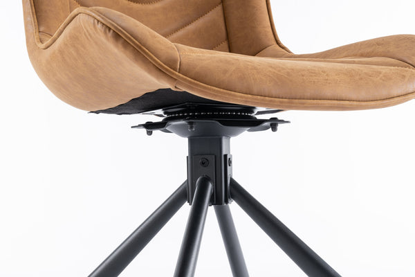 English Elm Mid-Century Modern Tufted Wingback Swivel Chairs, Set Of 2 - Stylish Leather Accent Chairs For Home T3903P405993