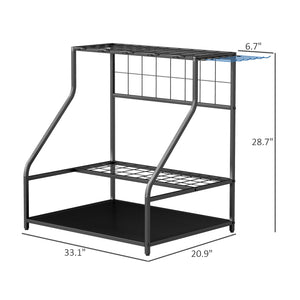 English Elm Multi-purpose Metal Garden Tool Rack Three Tier Corner Storage for Shed or Garage T3971P425435